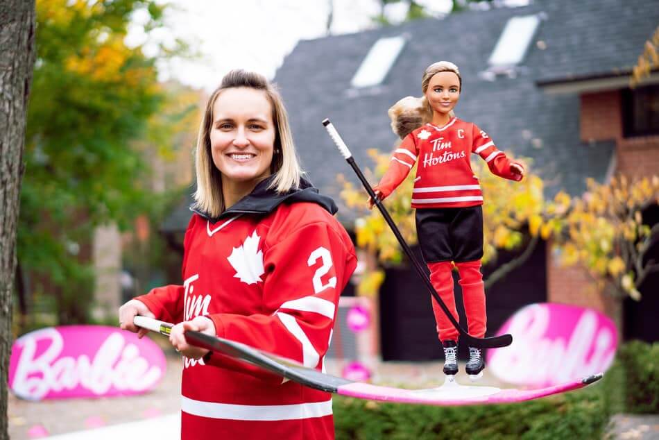 Marie-Philip Poulin with Hockey Barbie