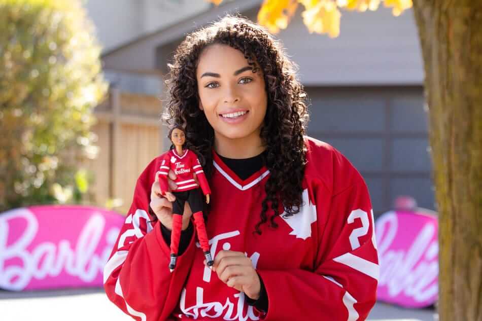 Sarah Nurse with Hockey Barbie