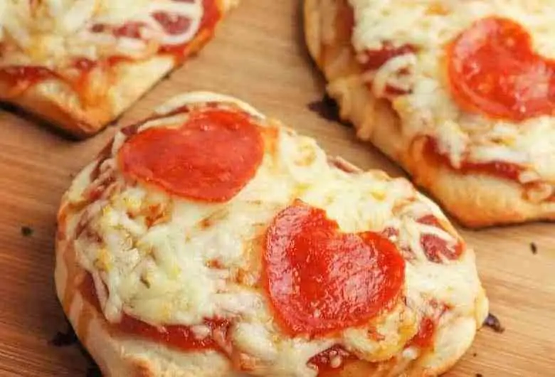 Heart Shaped Pizzas from HomeFreshIdeas.com