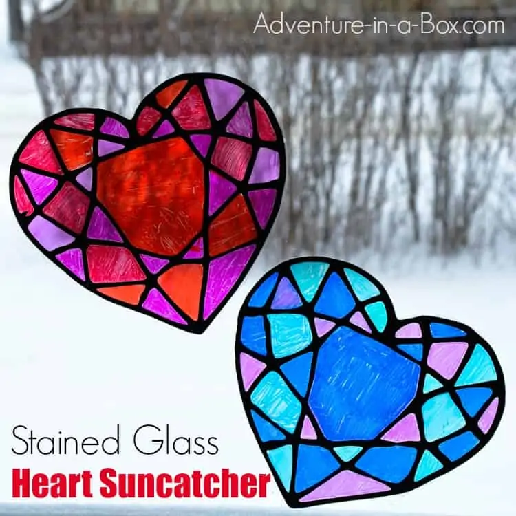 Stained Glass Heart Suncatchers from Adventure in a Box