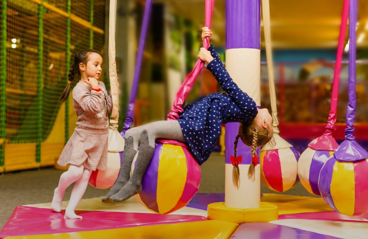 Girls at an indoor playground