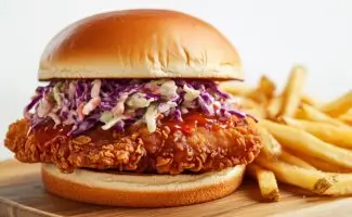 korean chicken sandwich with fries-min